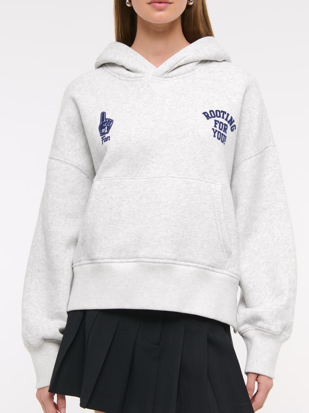 Abercrombie & Fitch‎ Soft A&F Max Essentials Hoodie Rooting For You Gray L/XL